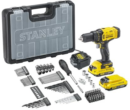 STANLEY FATMAX V20 Perceuse Visseuse 18V Avec 2 Batteries 2Ah + 100 Accessoires SFMCW223B-XJ