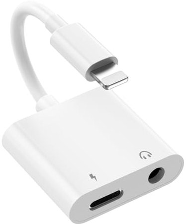 Obcxin Lightning auf 3.5mm HiFi Kopfhöreranschluss Adapter mit Ladeanschluss, 2 in 1 Ladegerät und Aux Audio Splitter Adapter, Kopfhörer Adapter Audio Adapter für iPhone 14/13/12/11/X/8/7/iPad