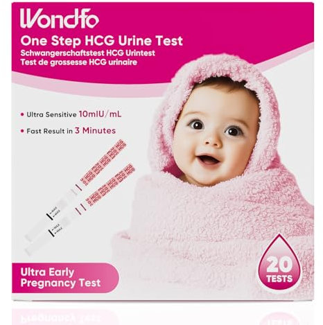 Wondfo Test di Gravidanza 20x Test di Gravidanza Precoce 10 mIU Test di Gravidanza Ultra Sensibile Test di Fertilità per Donne