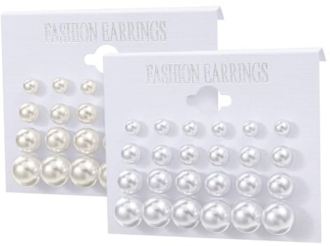 24 Paires Boucles D'oreilles en Perles Grandes et Fausses - Cadeau de Bijoux pour Mariée Mariage et Fiançailles (Blanc Beige)