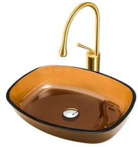 XAWSOP Bathroom Sink Bathroom Vessel Sink Toilet Simple Washbasin Tempered Glass Washbasin Hotel Counter Basin Bathroom Vessel Sink,C-Sink Set