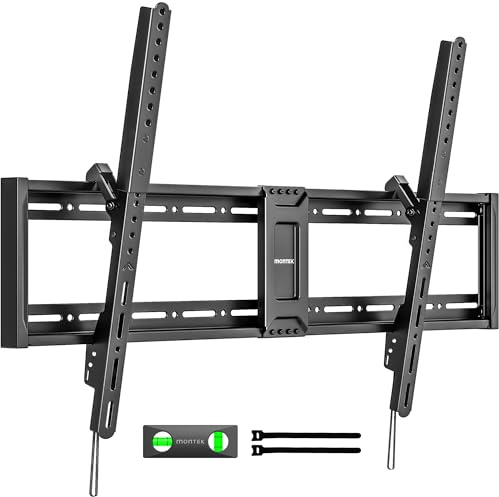 monTEK Heavy Duty Tilt TV Wall Mount for 43–100 Large Flat & Curved TVs, Holds 200 lbs, Ultra Slim Low Profile Bracket with 8° Tilt, Fits 16/18/24/32 Wood Studs, Max VESA 800x600, 4× Load Tested