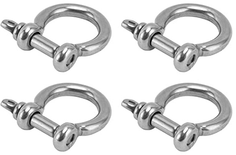 Segrehy Grillete de arco de acero inoxidable 304 con anillo en D, abrazadera de carga, tornillo de repuesto, juego de 4 piezas para equipos de minería, maquinaria forestal (M10)