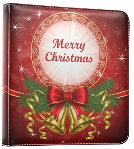 Reiacy Grand album photo autocollant – Livre de souvenirs de Noël en cuir – Classeur à anneaux rechargeable avec 20 feuilles pouvant contenir des photos de 15,2 x 10,2 cm, 17,8 x 12,7 cm pour voyage