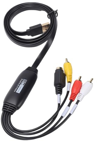 Yanmis VHS Till Digital Converter, USB 2.0 Video Card med 1080P 30Hz Utgång, Konvertera Analog AV S Video Till USB A eller C för Wins OS X, Kompatibel med Videobandspelare