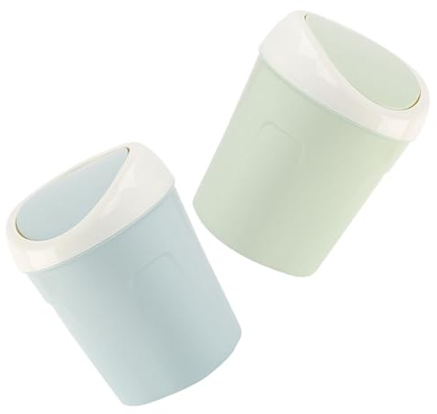 CANIGHT Solución Higiénica de Plástico Abs con Tapa Abatible 2 Papeleras Pequeñas Diseño Moderno y Compacto para Oficina y Cocina para Escritorio o Encimera