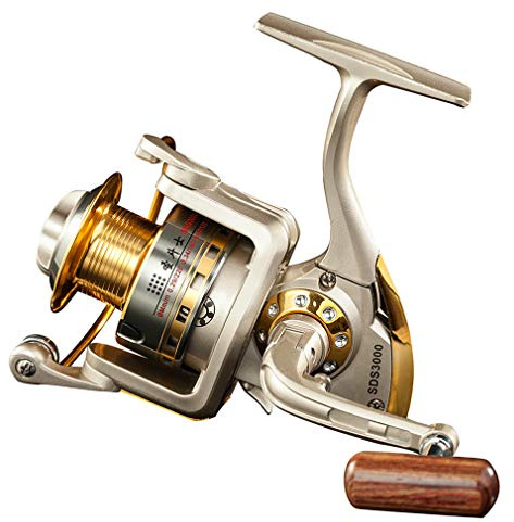 Diwa Carretes de Pesca giratorios para Agua Salada Agua Dulce 1000 2000 3000 4000 5000 6000 Trucha Intercambiable Izquierda/Derecha Carrete Giratorio Carpa Carrete de Pesca Ligero y Suave (1000)