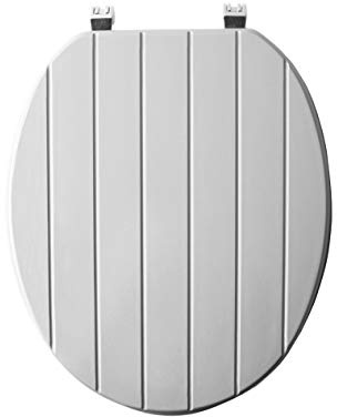 Sabichi Tongue & Groove Grey Wooden Toilet Seat Chrome Fixings Slow Close