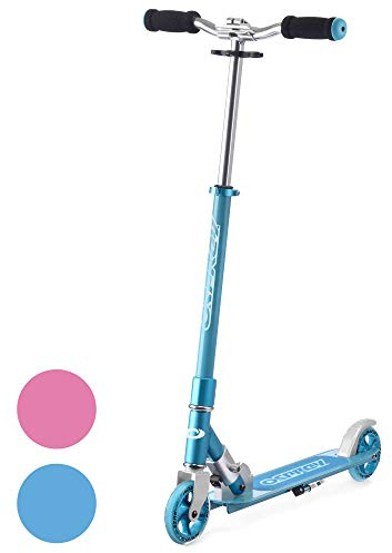 Osprey Kids Scooter | 2 Wheeled Folding Kick Scooter for Children Boys Girls with Adjustable Bar, Rear Brake and ABEC 5 Bearings, Multiple Colours, Blue