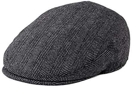 FEINION Men Flat Wool Tweed Newsboy Ivy Cap (Herringbone Grey, 7 1/2)