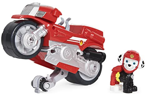 Paw Patrol Moto Pups - Marshall - Rückzugmotor - Wheelie-Funktion - Spielzeugfahrzeug