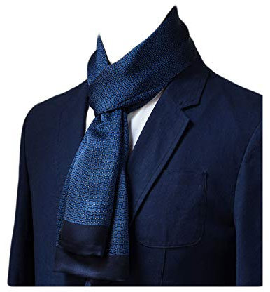 UK_Stone Halstuch Herren 100% Seide Schal Vintage Pattern Seidenschal Herrenschal, (Geflochtenes Pattern #2 Dunkelblau)