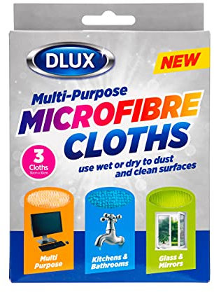 HOMESHOPA Multipurpose Microfiber Cleaning Cloth, Pack of 3 Super Absorbent Washable Reusable Lint Free Cleaning Dusting Cloths for Kitchen & Bathroom, Furniture & Woods, Glass & Mirror, 30cm x 30cm