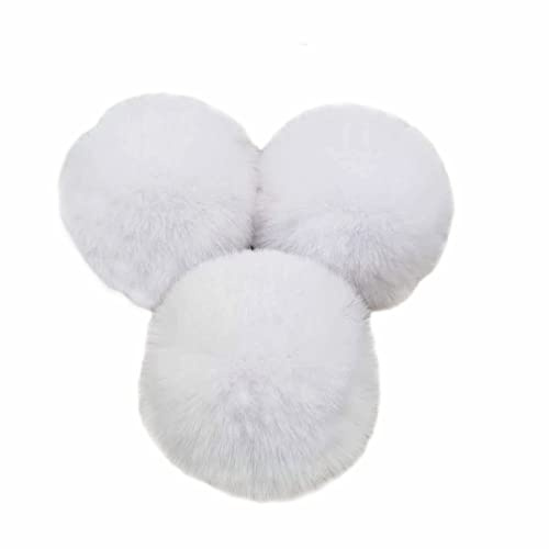 10 pezzi 8 cm Pompon in pelliccia sintetica, con pon pon in pelliccia di coniglio, palline di peluche per lavori fai da te, cappelli, portachiavi, portamonete, decorazioni per donne, ragazze, bianchi