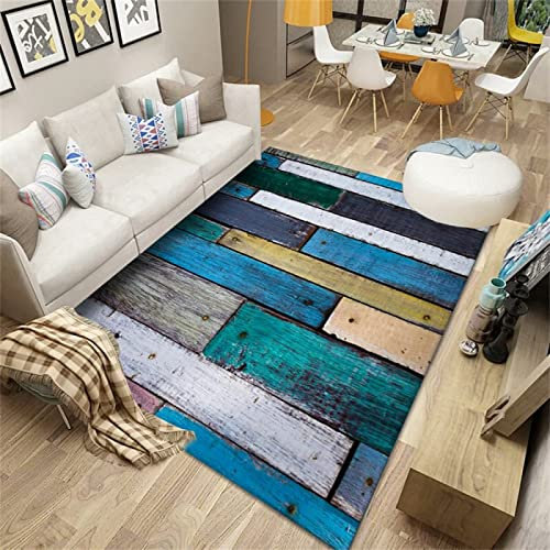 SXGCH Teppiche Retro Element Teppiche für Jungen Schlafzimmer blau braun grau Ölfarbe Streifen thermischer Kleiner Schlafzimmerteppich 60 x 90 cm