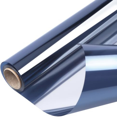 Arthome Pellicola per Vetri Finestre Anti-UV 44,5cmx200cm, Blu Argento, Controllo del Calore Oscuranti per Finestre Riflettente Adesiva Statica DIY per casa e ufficio Riduzione Abbagliamento solare