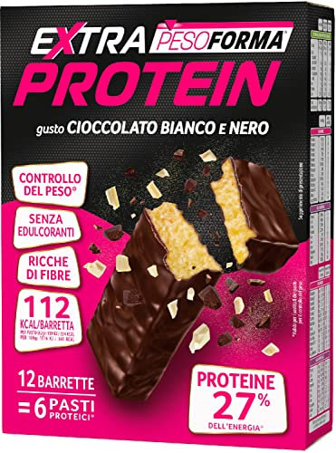 Pesoforma Extra Protein Barrette Proteiche al Gusto Cioccolato Bianco e Nero, 372g