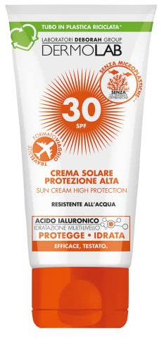 Dermolab - Crema Solare Protezione Alta, per pelli chiare e delicate, Resistente All'acqua, SPF 30, Formato Travel, 50 ml