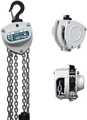 TOYO Chain Hoist 1100Lb,10ft Manual Chain Block Hoist 0.5ton Chain Fall 3M Come Along Hand Chain Hoist 2 Heavy Duty Hooks Industrial Grade Steel for Warehouse Automotive Construction Building