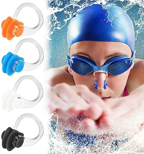 ZZLBZN 10pcs Silicone Swimming Nose Clips for Adults Kids, Black, White, Blue, Orange