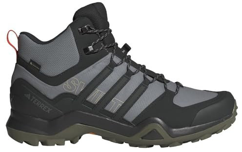 adidas Herren Terrex Swift R2 Mid Gore-TEX Hiking Shoes Wanderschuhe, solid Grey/core Black/Olive strata, 47 1/3 EU