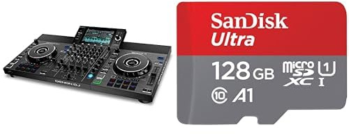 Denon DJ SC LIVE 4 - Standalone DJ-Controller & SanDisk Ultra Android microSDXC UHS-I Speicherkarte 128 GB + Adapter (Für Smartphones und Tablets