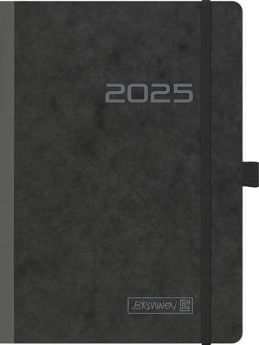 BRUNNEN Bokkalender modell 796 (2025), 2 sidor = 1 vecka, A5, 128 sidor, kartongomslag, flexibel, svart