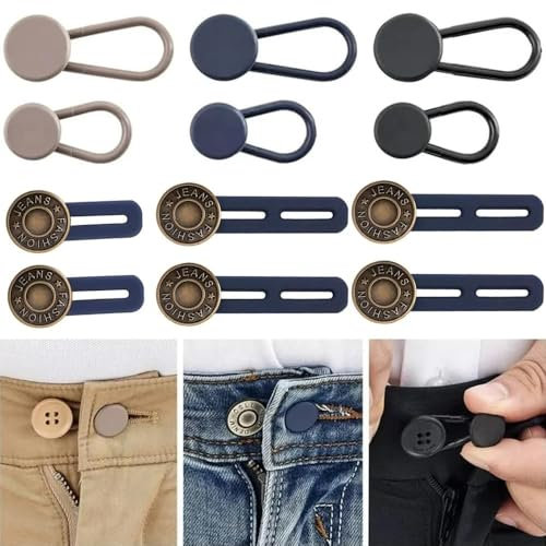 12 Stück Hosenbunderweiterung Knopf,Hosen Expander Button,Jeans Einziehbare Knöpfe,Verstellbarer Hosenknopf Verlängerung,für Jeans Hosen, Hosenerweiterung Schwangerschaft