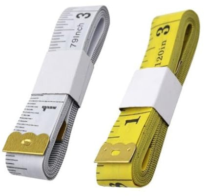 SIRLOMU 2 Bandes Double Face Flexible Ruban à Mesurer avec Bouton, Ruban de Mesure pour Ménages Artisans Couturiers (200cm/79 Pouces)