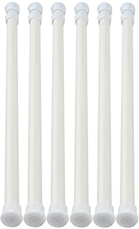 6Stück Kleiderstange Zum Klemmen Teleskopstange Vorhangstange ohne Bohren, Telescopic Rod 40-70cm Ausziehbar Spannstange Gardinenstange für Badezimmer Schrank Kleiderschrank Kleiderstange,Weiß