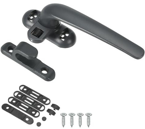PATIKIL Aluminum Alloy Window Handle, Casement Window Lock Internal and External Sliding Door Window Handle Locks for Vertical & Horizontal Sliding Windows Security, Grey (Right Hand)