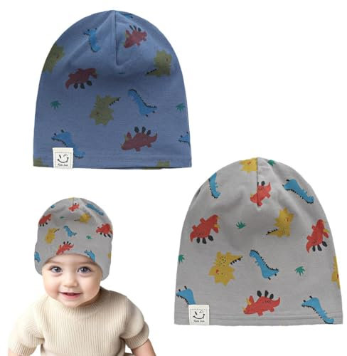 Kindermützen für Jungen und Mädchen, 2 Stück, bequeme weiche Mützen, Strickmützen, Kindermützen, lässige Mützen für Kinder