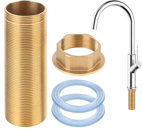 elthmpr Wasserhahnverlängerung Wasserhahn Verlängerte Hohe 3 * 10cm - Kontermutter Kit mit Gewinderohr Schaftmuttern Armatur Verlängerung Aufsatz Küche für Den Wasserhahneinbau