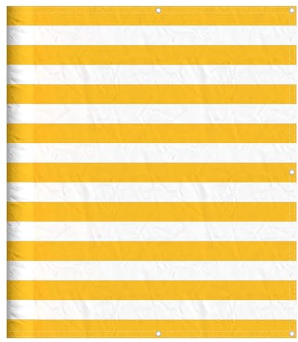 vidaXL Balkon-Sichtschutz Gelb und Weiß Gestreift 120x1000 cm, Balkonsichtschutz, Balkonbespannung, Balkon Windschutz, Sichtschutz, Balkonverkleidung