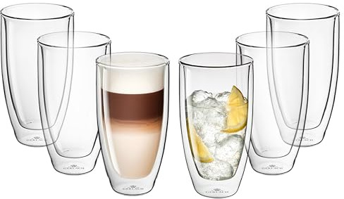 Gerlach 1760 dubbelväggiga glas uppsättning med 6 termoglas 350 ml kaffeglas teglas latte macchiato-glas flöde
