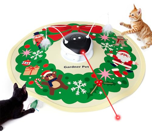 Gardner Pet Interactive 5in1 Cat Toys Chargeable,Moving Feather,Laser Pointer,Track Ball,Hide and Seek,Real Bird Sing,Touch/Sound Activated Cat Kitten Toy Exercise Toys for Indoor Bored Cats, 600mAh