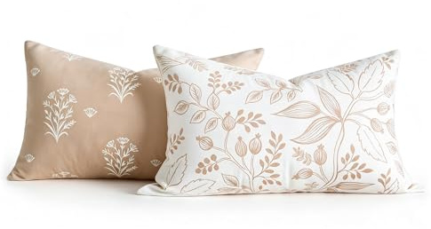 Funda Cojin 30x50 cm Funda de Almohada Boho Reversible Rectángulo Plantas Flores Cojines Algodón Suave Terciopelo Cojín para Decoración del Hogar Sofá Oficina Juego de 2