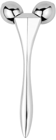 Gogogmee Rouleau de Massage Facial et Facile à Transporter pour Soins Peau en Alliage Argenté Portable Masseur de Visage Rouleau Doux pour Salon et Maison