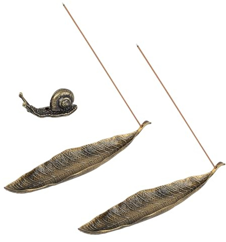 Peygre 3 Piezas Porta Incienso Hoja y Caracol con Recogedor Cenizas