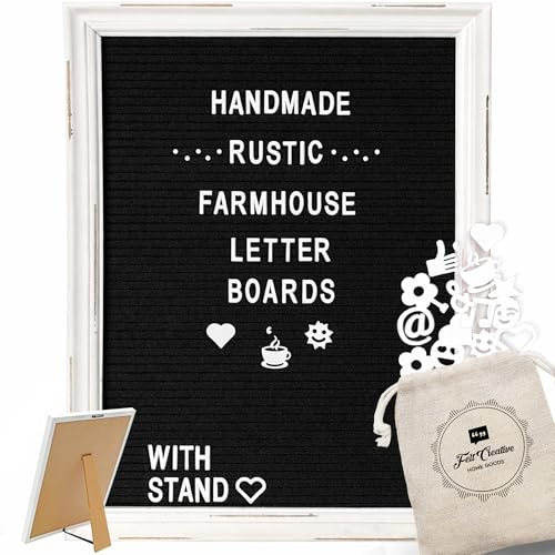 Rustikales Vintage-Stil Bauernhaus Filz Brieftafel Rillentafel Stecktafel mit Stand by Felt Creative Home Goods | mehr als 350 Buchstaben, Zahlen, Symbole (Schwarz, 30x40 cm)