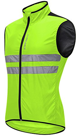 WOSAWE Homme Gilet de Cyclisme Ultraléger Respirant Veste sans Manches de Vélo Coupe-Vent avec Haute Visibilité (BL205 Vert L)