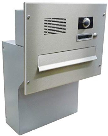 F-04 Edelstahl Mauerdurchwurf Briefkastenanlage mit Klingel, Sprechsieb & Kamera (Tiefe: 19-27 cm) - LETTERBOX24.de