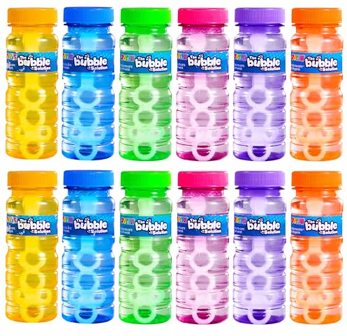 JOYIN Bubble Bottles 6/12/24/36PCS (4oz Solution), Bubbles Wand Bulk for Party Favors for Kids, Toddler Summer Outside Toys Gift for Kids (12)