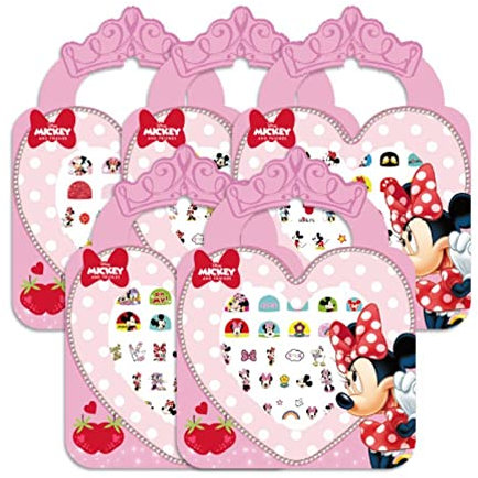 Feifei’S Bow 5 Sheets Toddlers Princess Elsa Minnie Kids Girls Nail Stickers Earring Stickers Art Decal Party Bag Fillers Decor for Kids Girls Birthday Gift (Minnie Nail Stickers)