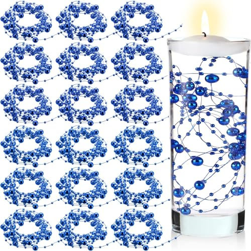 KHDULQ 18 Stücke Blau Perlenschnur Schwimmkerzen, Hochzeit Deko, Schwimmende Kerzen, Geeignet für Vase-Füllung, Tischzentrale Dekoration