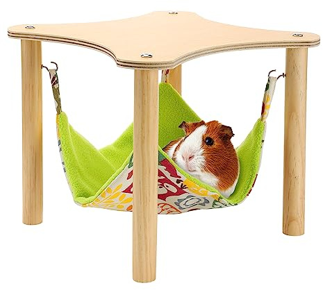 Alphatool Guinea Pig Hammock with Natural Wooden Stand, 11 x 11 x 9.5 in