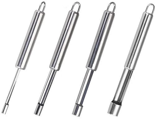 JOCXZI Stainless Steel Apple Cutter - 4 Pieces Core Seed Remover, Fruit Core Remover, Stainless Steel Core Remover Set for Easy and Practical, Tool for Removing Fruit Cores for Longan, Lychee