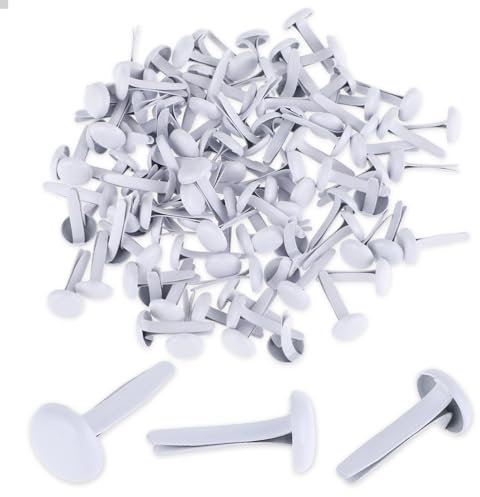 100 Stück Mini Brads Musterbeutelklammern Rundkopfklammern Musterklammern Metall Rundkopfklammern Scrapbooking Brads Musterklammern Für Schule Büro Papier Briefklammern Basteln Handwerk DIY (weiß)
