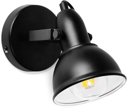 HiBay 1 Way Ceiling Light, Black Spotlight, Rotatable Indoor Light Fitting Retro E27, Wall Spotlights for Kitchen Bedroom Living Room, No Bulbs