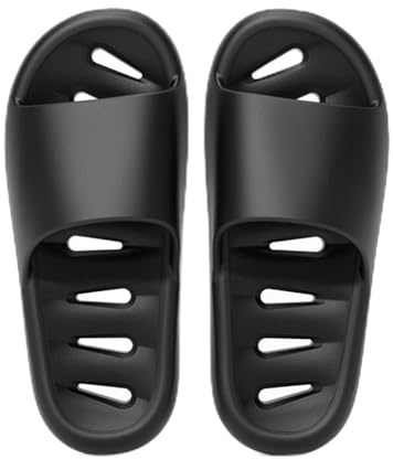 Ciabatte da Doccia Antiscivolo,con fori di drenaggio Pantofole,Scarpe da Bagno Estate Sandali a Punta Apert da Casa Ciabatte da Doccia Antiscivolo(Size:EU 43/44,Color:Nero)